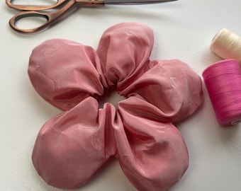 Pink Taffeta Oversize Flower Scrunchie
