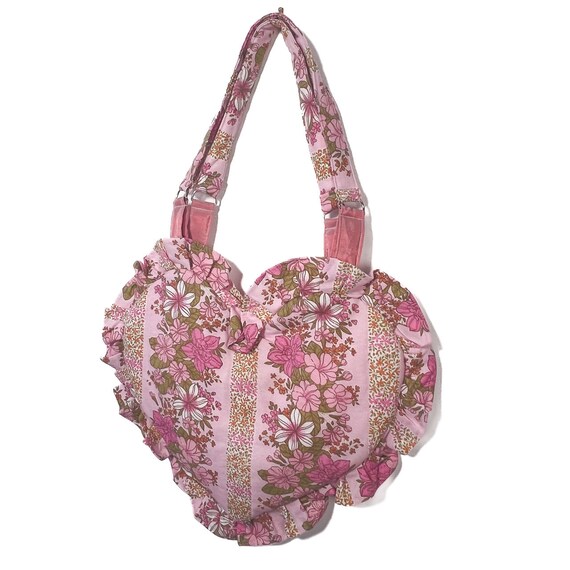 ピンクのレトロフリルハートトートバッグ - Etsy 日本 