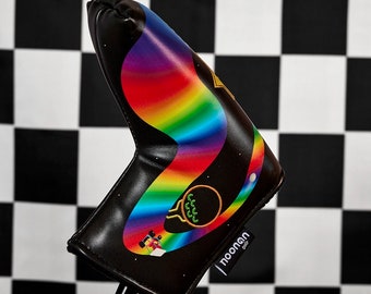 Black Mario Kart Themed Blade Golf Putter Cover (Rainbogey Road)