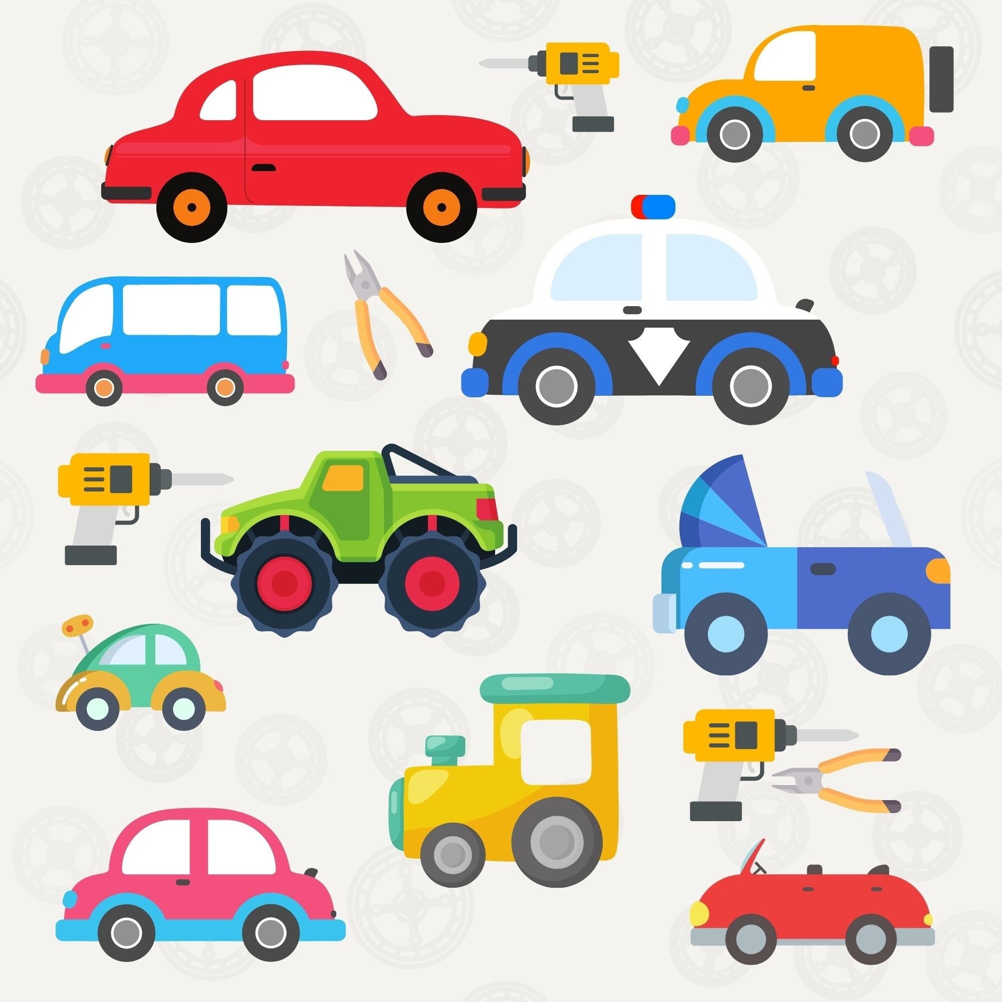 Cars Transport Clip Art, Digital Printable Clipart, Birthday Png - Etsy
