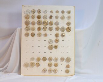 58 Antique or Vintage Buttons on Collectors Card