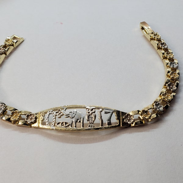 14k gold plated lucky money bracelet. Lucky Bracelet 7 Tricolor 14k Gold Plated Lucky Elephant, Evil Eye, Owl, Numbe