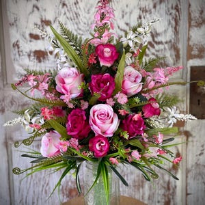 Mausoleum Flower Arrangement  Insert. Monument, Memorial, Mausoleum, Cemetery, Grave. This is a 1 sided arrangement.
