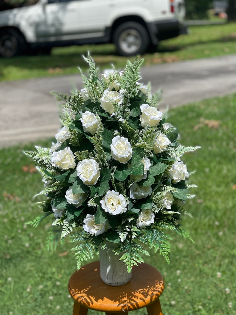 White/cream Cemetery Grave Flower Arrangement Vase Insert, Grave Insert