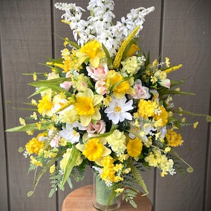 Cemetery Flowers, Grave Flower Arrangement, Vase Insert Grave Insert. Artificial-Silk Arrangement.