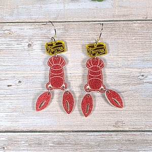 FUNNY LOBSTER ACRYLIC Earrings Weird Quirky Food Earrings | Funky Statement Novelty Earrings | Maximalist Food Jewelry For Foodie Gift
