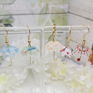 RAINY DAY UMBRELLA Earrings Gift For Mom Colorful Weather Earrings Delicate Whimsical Spring Summer Earrings Birthday Gift For Wife image 1