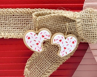 Valentine's Day Cookie Heart Earrings - Kawaii Food Acrylic Earrings, Fun Valentines Jewelry Gift for Girlfriend