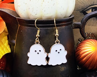 CUTE HALLOWEEN GHOST Earrings For Trick or Treat | Whimsical Spooky Halloween Earrings | Cute Novelty Teacher Earrings Halloween Gifts