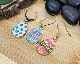 EASTER EGG ENAMEL Earrings Colorful Novelty Easter Earrings For Easter Basket Gift | Fun Whimsical Egg Earrings | Easter Gift For Sister