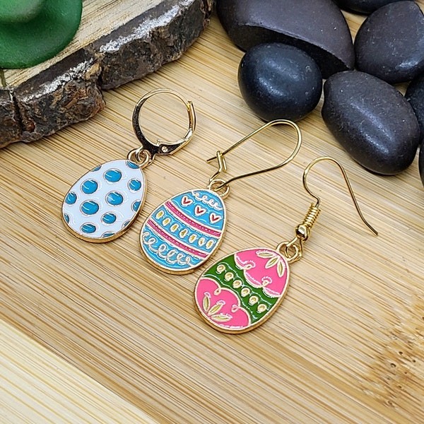 EASTER EGG ENAMEL Earrings Colorful Novelty Easter Earrings For Easter Basket Gift | Fun Whimsical Egg Earrings | Easter Gift For Sister