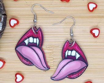 GOTHIC VALENTINE VAMPIRE Earrings Horror Halloween Goth Earrings | Sexy Acrylic Earrings | Goth Lip Halloween Jewelry Best Friend Gift