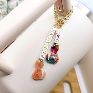ACRYLIC CAT TUMBLER Handle Charm Personalized Birthday Gifts Stanley Cup Tumbler Accessories Tumbler Accessories Acrylic Cat Charm image 1