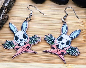 GOTH EASTER BUNNY Earrings Acrylic Goth Easter Earrings | Spooky Rabbit Earrings For Easter Gift | Funky Earrings | Goth Jewelry
