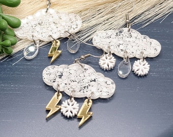 Boucles d'oreilles RAINY DAY CLOUD Boucles d'oreilles en acrylique | Boucles d'oreilles tendance printemps ou été, cadeaux d'anniversaire pour maman | Boucles d'oreilles originales