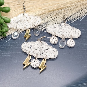 RAINY DAY CLOUD Earrings Acrylic Mismatched Weather Earrings Cool Spring or Summer Earrings Birthday Gifts For Mom Funky Earrings Mismatch