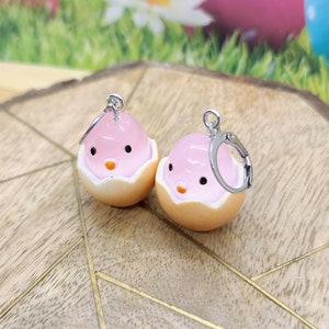 EASTER EGG CHICKEN Earrings Whimsical Easter Earrings for Easter Gifts Mismatched Bird Egg Earrings Cute Novelty Spring Earrings image 6