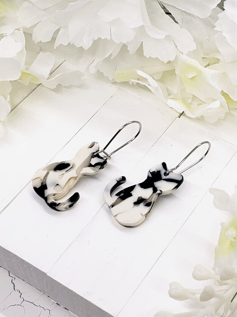 TUXEDO CAT ACRYLIC Earrings Cat Mom Daisy Earrings Cat Jewelry Aesthetic Cute Cat Earrings Gift For Mom Gifts For Cat Lover Cat Only Silv Kidney