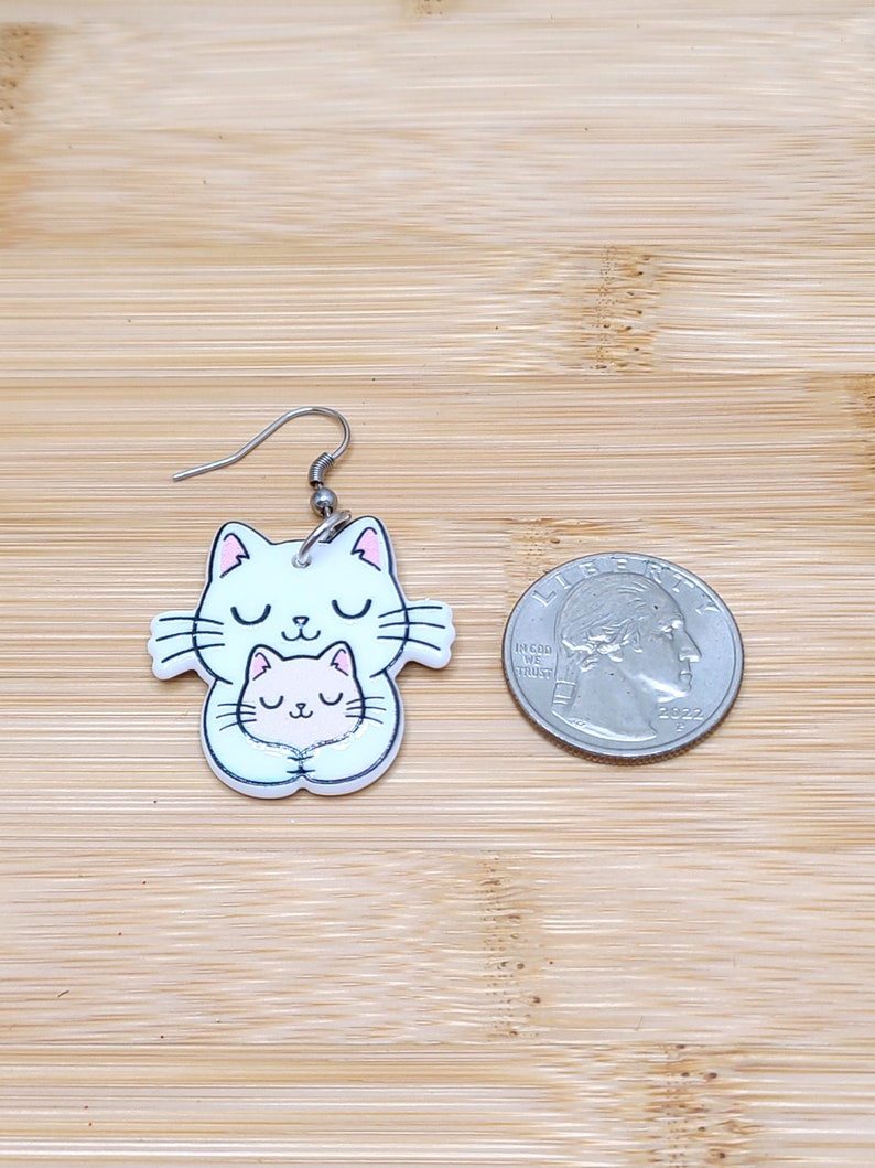 CAT MOM ACRYLIC Earrings Cat Lover Gift For Mom Cute Whimsical Cat Earrings Mothers Day Cat Themed Gifts Cat Jewelry Cool Earrings image 8