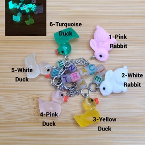 GLOW IN THE Dark Tumbler Handle Charm Personalized Gift For Stanley Tumbler Best Friend Birthday Gifts Rubber Duck or Easter Bunny Charm image 2