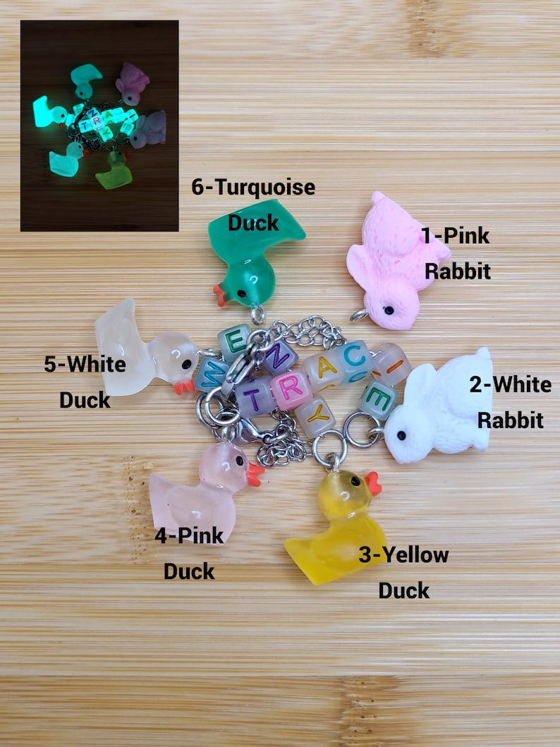 GLOW IN THE Dark Tumbler Handle Charm Personalized Gift For Stanley Tumbler Best Friend Birthday Gifts Rubber Duck or Easter Bunny Charm image 2