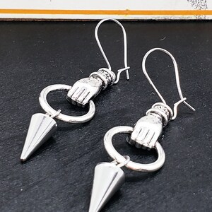 SILVER HAND SPIKE Earrings Goth Jewelry Halloween Earrings Edgy Punk Earrings Novelty Goth Earrings Cool Unique Alt Earrings Kidney