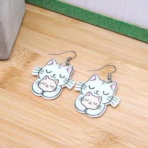 CAT MOM ACRYLIC Earrings Cat Lover Gift For Mom Cute Whimsical Cat Earrings Mothers Day Cat Themed Gifts Cat Jewelry Cool Earrings image 4