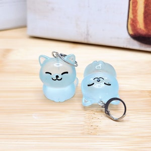 GLOW IN THE Dark Cat Earrings Cat Lover Gift Fat Cat Mismatched Earrings Funky Kawaii Resin Earrings Novelty Cute Cat Earrings Huggie