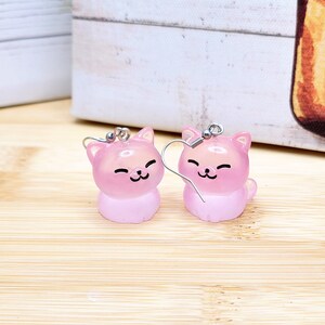 GLOW IN THE Dark Cat Earrings Cat Lover Gift Fat Cat Mismatched Earrings Funky Kawaii Resin Earrings Novelty Cute Cat Earrings image 3