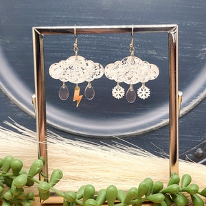 RAINY DAY CLOUD Earrings Acrylic Mismatched Weather Earrings Cool Spring or Summer Earrings Birthday Gifts For Mom Funky Earrings image 5