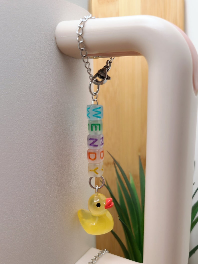GLOW IN THE Dark Tumbler Handle Charm Personalized Gift For Stanley Tumbler Best Friend Birthday Gifts Rubber Duck or Easter Bunny Charm image 6