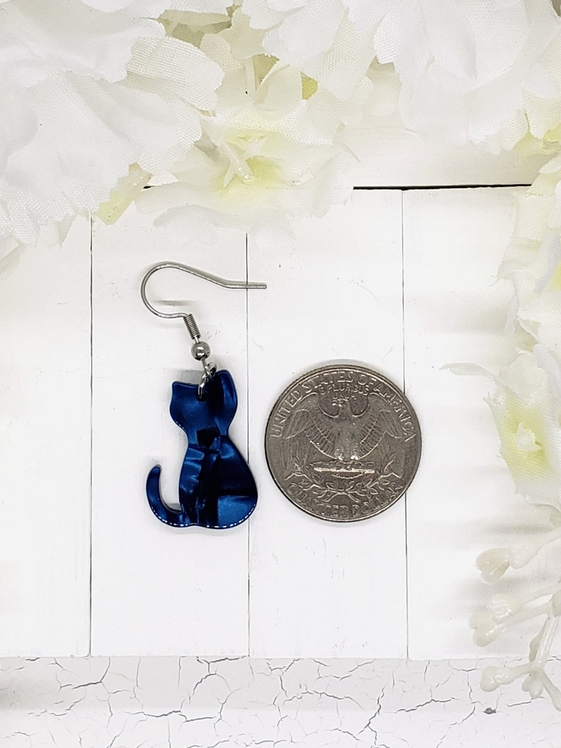 BLUE CAT ACRYLIC Earrings for Cat Mom Daisy Earrings Cat Jewelry Whimsical Aesthetic Earrings Gifts For Cat Lover Spring Earrings image 7