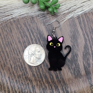 BLACK CAT ACRYLIC Earrings Cat Mom Cat Jewelry Handmade Laser Cut Cat Earrings Cat Themed Cat Lover Birthday Gifts Cute Cool Earrings image 9