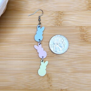 EASTER BUNNY PEEPS Earrings Mismatched Spring Earrings Whimsical Laser Cut Acrylic Novelty Earrings For Easter Basket Gifts For Daughter image 10