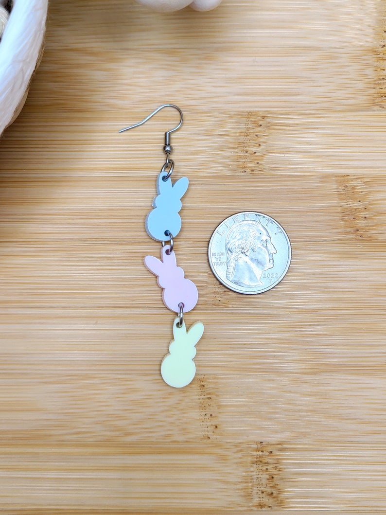 EASTER BUNNY PEEPS Earrings Mismatched Spring Earrings Whimsical Laser Cut Acrylic Novelty Earrings For Easter Basket Gifts For Daughter image 10