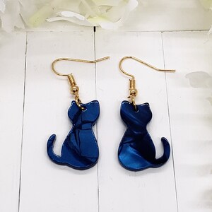 BLUE CAT ACRYLIC Earrings for Cat Mom Daisy Earrings Cat Jewelry Whimsical Aesthetic Earrings Gifts For Cat Lover Spring Earrings image 2