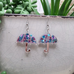 RAINY DAY CONFETTI Umbrella Earrings Cute Weather Earrings Whimsical Colorful Acrylic Earrings Mothers Day or Birthday Gifts image 6