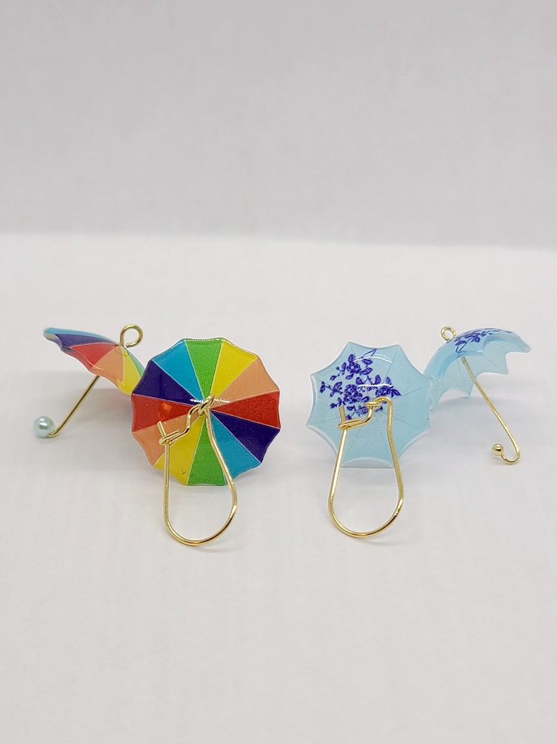 RAINY DAY UMBRELLA Earrings Gift For Mom Colorful Weather Earrings Delicate Whimsical Spring Summer Earrings Birthday Gift For Wife image 9