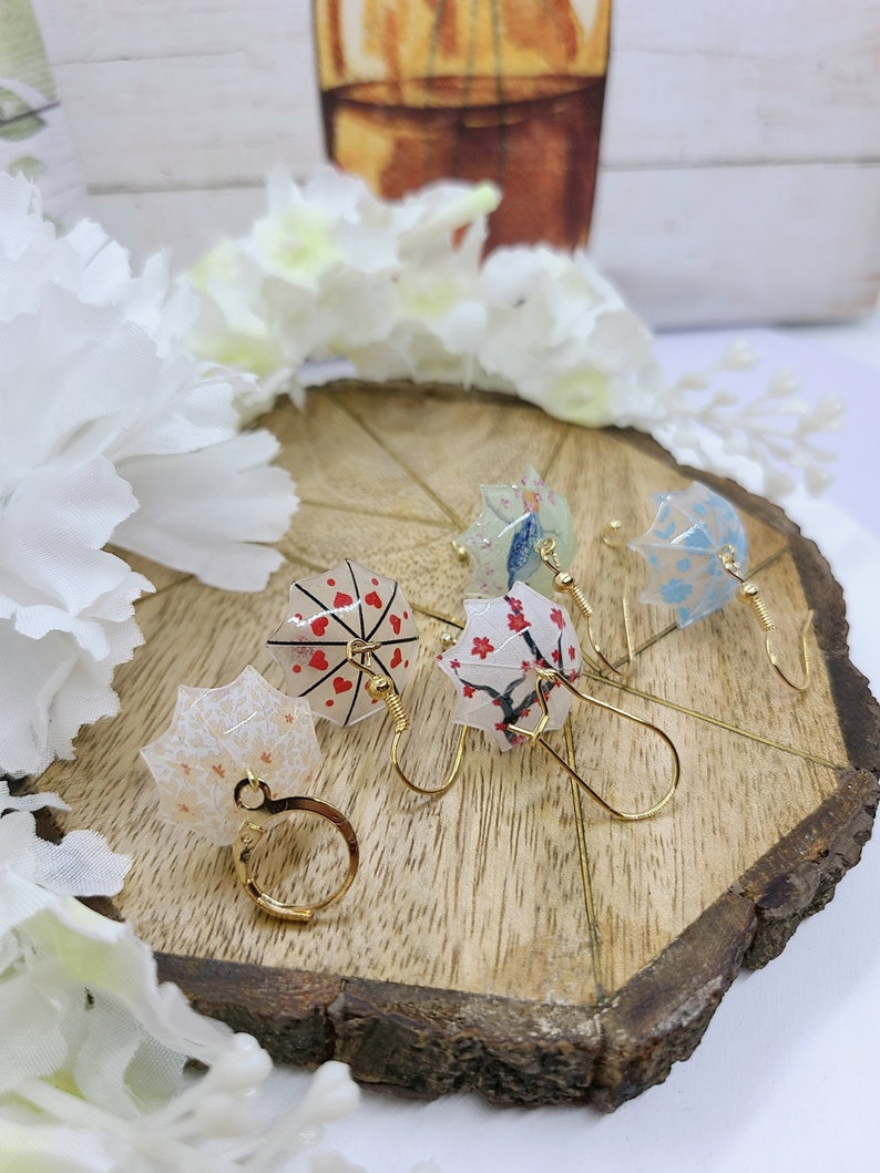 RAINY DAY UMBRELLA Earrings Gift For Mom Colorful Weather Earrings Delicate Whimsical Spring Summer Earrings Birthday Gift For Wife image 4