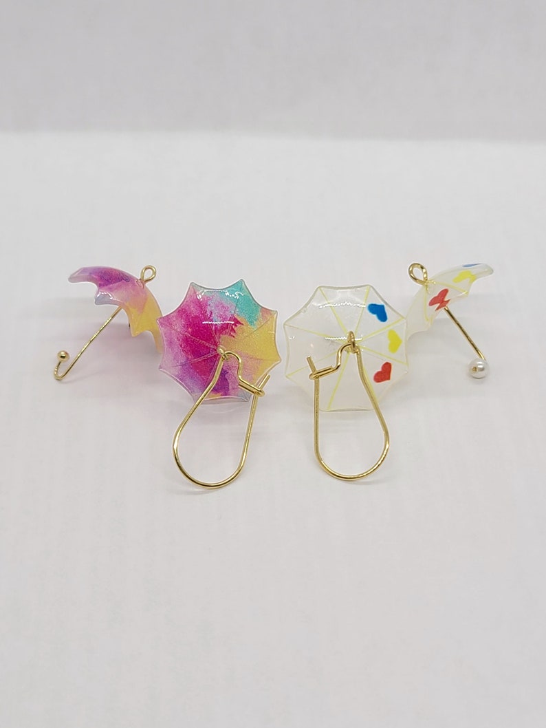 RAINY DAY UMBRELLA Earrings Gift For Mom Colorful Weather Earrings Delicate Whimsical Spring Summer Earrings Birthday Gift For Wife afbeelding 8