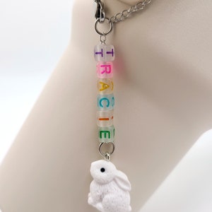 GLOW IN THE Dark Tumbler Handle Charm Personalized Gift For Stanley Tumbler Best Friend Birthday Gifts Rubber Duck or Easter Bunny Charm 2-White Rabbit