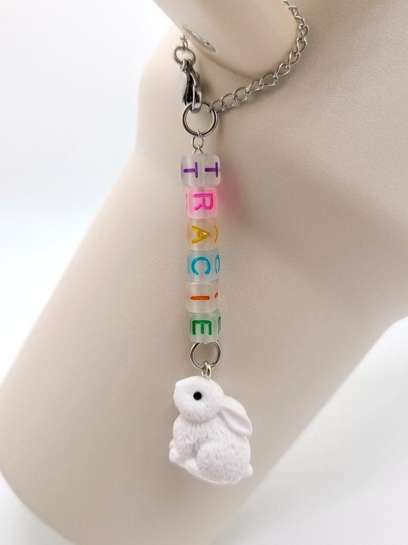 GLOW IN THE Dark Tumbler Handle Charm Personalized Gift For Stanley Tumbler Best Friend Birthday Gifts Rubber Duck or Easter Bunny Charm 2-White Rabbit