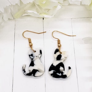 TUXEDO CAT ACRYLIC Earrings Cat Mom Daisy Earrings Cat Jewelry Aesthetic Cute Cat Earrings Gift For Mom Gifts For Cat Lover Cat Only Gold Hook