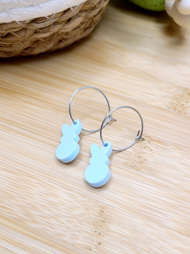 EASTER BUNNY PEEPS Earrings Mismatched Spring Earrings Whimsical Laser Cut Acrylic Novelty Earrings For Easter Basket Gifts For Daughter image 6