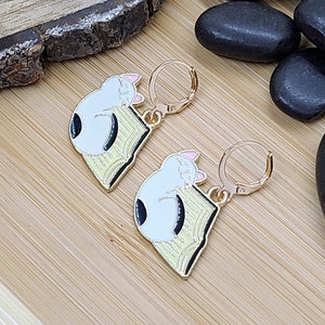 CUTE CAT BOOK Earrings for Cat Mom Birthday Gift Whimsical Mismatched Calico Cat Earrings Fun Teacher Earrings Best Friend Gift Huggie