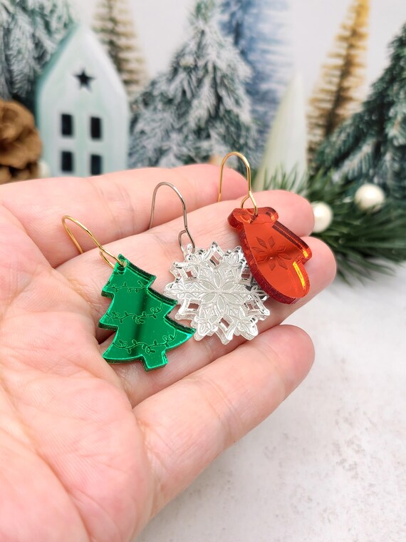 CHRISTMAS BUNDLE EARRING Set Christmas Tree Snowflake Holiday Earrings Stocking Stuffers and Secret Santa Gift novelty Christmas Earrings Etsy