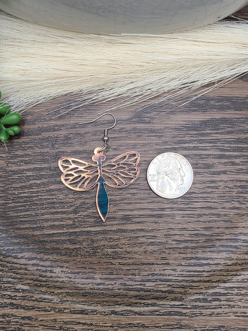 LASER CUT DRAGONFLY Earrings Iridescent Whimsical Earrings for Birthday Gifts Cool Acrylic Bug Earrings Funky Colorful Earrings image 8