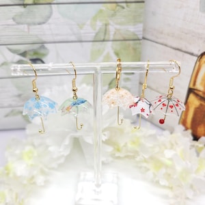 Rainy Day Umbrella Earrings: Colorful Resin Whimsical Weather Jewelry