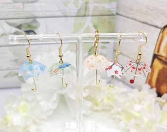 Rainy Day Umbrella Earrings: Colorful Resin Whimsical Weather Jewelry
