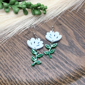 ACRYLIC FLOWER SPRING Earrings Whimsical Flower Earrings Mothers Day Gift For Mom Colorful Laser Cut Floral Earrings Handmade Jewelry 3 (See Pic)